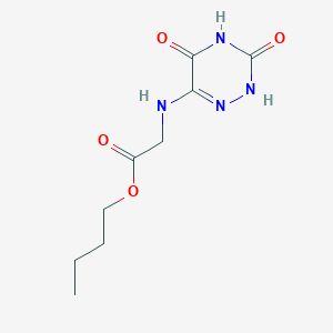 molecular formula C9H14N4O4 B2536569 Butyl 2-((3,5-dihydroxy-1,2,4-triazin-6-yl)amino)acetate CAS No. 307524-88-5