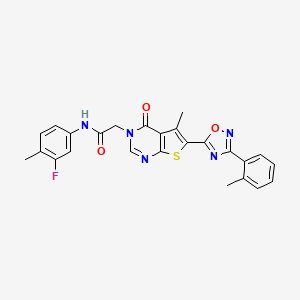 N-(3-fluoro-4-methylphenyl)-2-[5-methyl-6-[3-(2-methylphenyl)-1,2,4-oxadiazol-5-yl]-4-oxothieno[2,3-d]pyrimidin-3(4H)-yl]acetamide