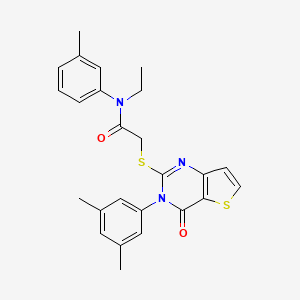 molecular formula C25H25N3O2S2 B2536574 2-{[3-(3,5-二甲苯基)-4-氧代-3,4-二氢噻吩并[3,2-d]嘧啶-2-基]硫代}-N-乙基-N-(3-甲苯基)乙酰胺 CAS No. 1260994-21-5