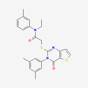 molecular formula C25H25N3O2S2 B2536574 2-{[3-(3,5-dimethylphenyl)-4-oxo-3,4-dihydrothieno[3,2-d]pyrimidin-2-yl]sulfanyl}-N-ethyl-N-(3-methylphenyl)acetamide CAS No. 1260994-21-5