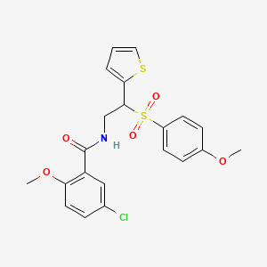 molecular formula C21H20ClNO5S2 B2536577 5-氯-2-甲氧基-N-[2-[(4-甲氧苯基)磺酰基]-2-(2-噻吩基)乙基]苯甲酰胺 CAS No. 946242-34-8