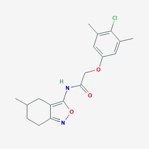 molecular formula C18H21ClN2O3 B253658 2-(4-chloro-3,5-dimethylphenoxy)-N-(5-methyl-4,5,6,7-tetrahydro-2,1-benzisoxazol-3-yl)acetamide 