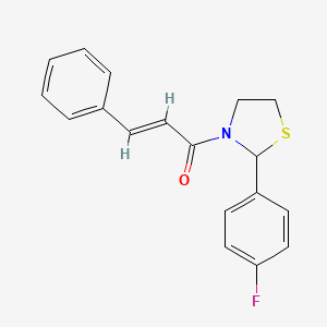 molecular formula C18H16FNOS B2536582 (E)-1-(2-(4-fluorophenyl)thiazolidin-3-yl)-3-phenylprop-2-en-1-one CAS No. 857301-03-2