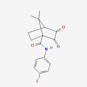 molecular formula C16H16FNO3 B2536599 N-(4-fluorophenyl)-7,7-dimethyl-2,3-dioxobicyclo[2.2.1]heptane-1-carboxamide CAS No. 728028-72-6