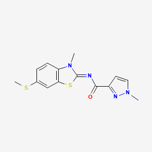 molecular formula C14H14N4OS2 B2536607 1-甲基-N-(3-甲基-6-(甲硫基)苯并[d]噻唑-2(3H)-亚甲基)-1H-吡唑-3-甲酰胺 CAS No. 1173620-03-5