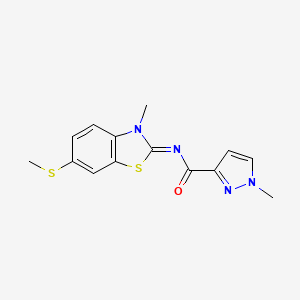 molecular formula C14H14N4OS2 B2536607 1-metil-N-(3-metil-6-(metiltio)benzo[d]tiazol-2(3H)-ilideno)-1H-pirazol-3-carboxamida CAS No. 1173620-03-5