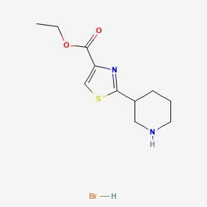 molecular formula C11H17BrN2O2S B2536611 2-哌啶-3-基-1,3-噻唑-4-羧酸乙酯;氢溴酸盐 CAS No. 2155852-28-9