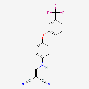 molecular formula C17H10F3N3O B2536614 (((4-(3-(Trifluoromethyl)phenoxy)phenyl)amino)methylene)methane-1,1-dicarbonitrile CAS No. 1023882-71-4