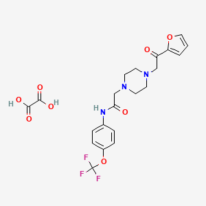 molecular formula C21H22F3N3O8 B2536620 2-(4-(2-(furan-2-yl)-2-oxoethyl)piperazin-1-yl)-N-(4-(trifluoromethoxy)phenyl)acetamide oxalate CAS No. 1351661-07-8
