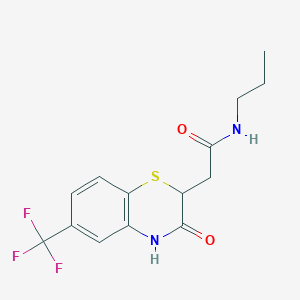 molecular formula C14H15F3N2O2S B2536631 2-(3-oxo-6-(trifluoromethyl)-3,4-dihydro-2H-benzo[b][1,4]thiazin-2-yl)-N-propylacetamide CAS No. 838881-41-7