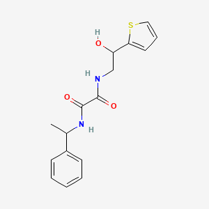 molecular formula C16H18N2O3S B2536632 N1-(2-hydroxy-2-(thiophen-2-yl)ethyl)-N2-(1-phenylethyl)oxalamide CAS No. 1351609-20-5