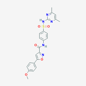 molecular formula C23H21N5O5S B253664 N-(4-{[(4,6-dimethyl-2-pyrimidinyl)amino]sulfonyl}phenyl)-5-(4-methoxyphenyl)-3-isoxazolecarboxamide 