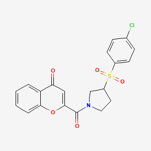 2-(3-((4-chlorophenyl)sulfonyl)pyrrolidine-1-carbonyl)-4H-chromen-4-one