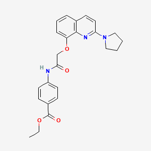 molecular formula C24H25N3O4 B2536655 Ethyl 4-(2-((2-(pyrrolidin-1-yl)quinolin-8-yl)oxy)acetamido)benzoate CAS No. 921538-16-1