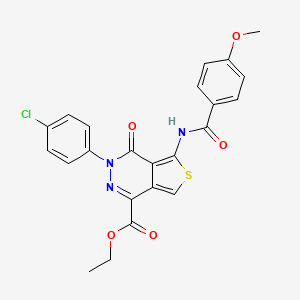 B2536662 Ethyl 3-(4-chlorophenyl)-5-[(4-methoxybenzoyl)amino]-4-oxothieno[3,4-d]pyridazine-1-carboxylate CAS No. 851950-28-2