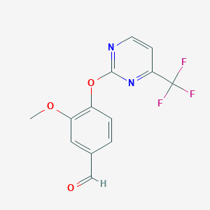 3-Methoxy-4-[4-(trifluoromethyl)pyrimidin-2-yl]oxybenzaldehyde