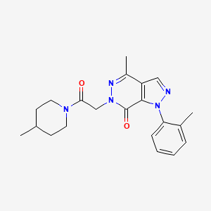 molecular formula C21H25N5O2 B2536665 4-methyl-6-(2-(4-methylpiperidin-1-yl)-2-oxoethyl)-1-(o-tolyl)-1H-pyrazolo[3,4-d]pyridazin-7(6H)-one CAS No. 955837-77-1