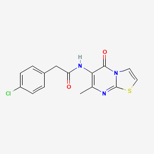 molecular formula C15H12ClN3O2S B2536672 2-(4-chlorophenyl)-N-(7-methyl-5-oxo-5H-[1,3]thiazolo[3,2-a]pyrimidin-6-yl)acetamide CAS No. 955260-34-1
