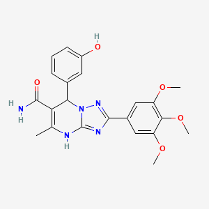 molecular formula C22H23N5O5 B2536679 7-(3-Hydroxyphenyl)-5-methyl-2-(3,4,5-trimethoxyphenyl)-4,7-dihydro-[1,2,4]triazolo[1,5-a]pyrimidine-6-carboxamide CAS No. 538320-44-4
