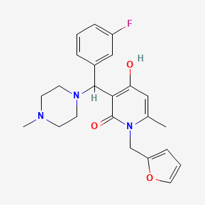 molecular formula C23H26FN3O3 B2536681 3-((3-fluorophenyl)(4-methylpiperazin-1-yl)methyl)-1-(furan-2-ylmethyl)-4-hydroxy-6-methylpyridin-2(1H)-one CAS No. 897612-52-1