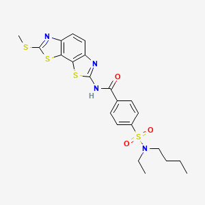 molecular formula C22H24N4O3S4 B2536691 4-[丁基(乙基)磺酰胺基]-N-(2-甲硫基-[1,3]噻唑并[4,5-g][1,3]苯并噻唑-7-基)苯甲酰胺 CAS No. 442557-12-2