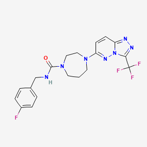 molecular formula C19H19F4N7O B2536699 N-[(4-Fluorophenyl)methyl]-4-[3-(trifluoromethyl)-[1,2,4]triazolo[4,3-b]pyridazin-6-yl]-1,4-diazepane-1-carboxamide CAS No. 2380180-50-5