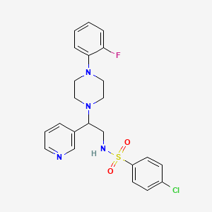 molecular formula C23H24ClFN4O2S B2536703 4-chloro-N-(2-(4-(2-fluorophenyl)piperazin-1-yl)-2-(pyridin-3-yl)ethyl)benzenesulfonamide CAS No. 863586-92-9