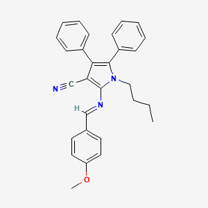 molecular formula C29H27N3O B2536713 1-butyl-2-[(E)-[(4-methoxyphenyl)methylidene]amino]-4,5-diphenyl-1H-pyrrole-3-carbonitrile CAS No. 477887-38-0