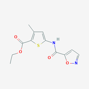 molecular formula C12H12N2O4S B2536718 Ethyl 5-(isoxazole-5-carboxamido)-3-methylthiophene-2-carboxylate CAS No. 919751-40-9