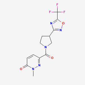 molecular formula C13H12F3N5O3 B2536727 2-甲基-6-(3-(5-(三氟甲基)-1,2,4-恶二唑-3-基)吡咯烷-1-羰基)吡哒嗪-3(2H)-酮 CAS No. 2034351-47-6