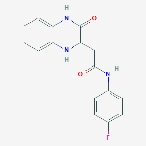 molecular formula C16H14FN3O2 B2536728 N-(4-fluorophenyl)-2-(3-oxo-1,2,3,4-tetrahydroquinoxalin-2-yl)acetamide CAS No. 342615-82-1