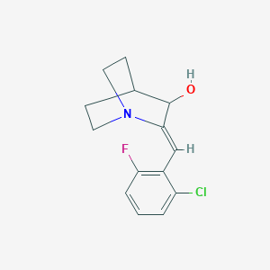 molecular formula C14H15ClFNO B2536735 (2Z)-2-[(2-chloro-6-fluorophenyl)methylidene]-1-azabicyclo[2.2.2]octan-3-ol CAS No. 477858-23-4