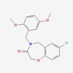 molecular formula C18H18ClNO4 B2536740 7-chloro-4-(2,5-dimethoxybenzyl)-4,5-dihydro-1,4-benzoxazepin-3(2H)-one CAS No. 1340800-77-2
