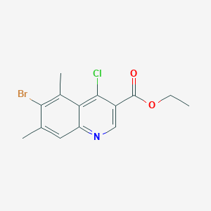 molecular formula C14H13BrClNO2 B2536750 6-溴-4-氯-5,7-二甲基喹啉-3-羧酸乙酯 CAS No. 1929360-80-4