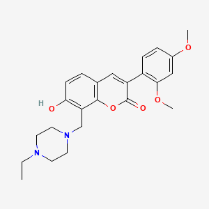 molecular formula C24H28N2O5 B2536759 3-(2,4-diméthoxyphényl)-8-((4-éthylpipérazin-1-yl)méthyl)-7-hydroxy-2H-chromén-2-one CAS No. 864752-34-1