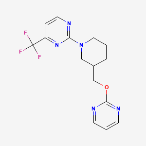 molecular formula C15H16F3N5O B2536763 2-[3-(Pyrimidin-2-yloxymethyl)piperidin-1-yl]-4-(trifluoromethyl)pyrimidine CAS No. 2379951-73-0