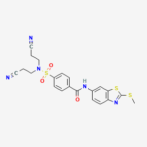 molecular formula C21H19N5O3S3 B2536768 4-(N,N-bis(2-cyanoethyl)sulfamoyl)-N-(2-(methylthio)benzo[d]thiazol-6-yl)benzamide CAS No. 307510-83-4