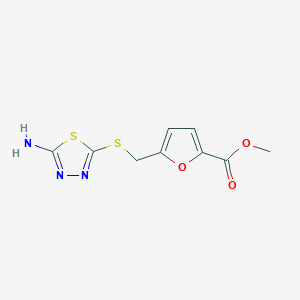 molecular formula C9H9N3O3S2 B2536774 Methyl 5-[(5-amino-1,3,4-thiadiazol-2-ylthio)methyl]furan-2-carboxylate CAS No. 838888-59-8