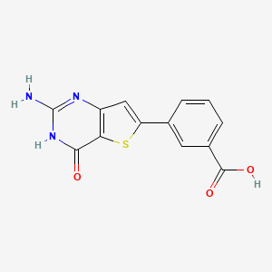 molecular formula C13H9N3O3S B2536798 3-(2-Amino-4-oxo-3H-thieno[3,2-d]pyrimidin-6-yl)benzoic acid CAS No. 2287301-66-8