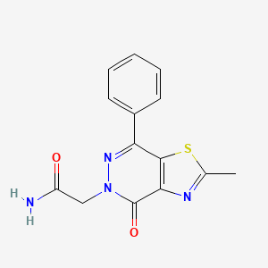 molecular formula C14H12N4O2S B2536799 2-(2-甲基-4-氧代-7-苯基噻唑并[4,5-d]哒嗪-5(4H)-基)乙酰胺 CAS No. 941986-27-2