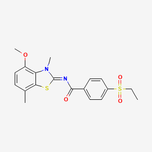 4-(ethanesulfonyl)-N-[(2E)-4-methoxy-3,7-dimethyl-2,3-dihydro-1,3-benzothiazol-2-ylidene]benzamide