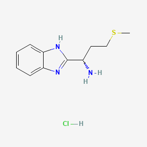 molecular formula C11H16ClN3S B2536818 (S)-1-(1H-benzo[d]imidazol-2-yl)-3-(methylthio)propan-1-amine hydrochloride CAS No. 1573547-63-3