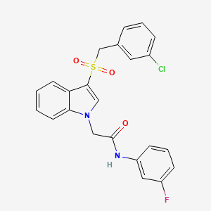 molecular formula C23H18ClFN2O3S B2536825 2-(3-((3-chlorobenzyl)sulfonyl)-1H-indol-1-yl)-N-(3-fluorophenyl)acetamide CAS No. 895998-69-3