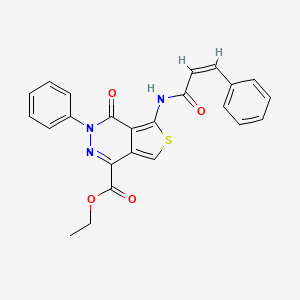 molecular formula C24H19N3O4S B2536831 (Z)-エチル4-オキソ-3-フェニル-5-(3-フェニルアクリルアミド)-3,4-ジヒドロチエノ[3,4-d]ピリダジン-1-カルボン酸エステル CAS No. 481704-92-1