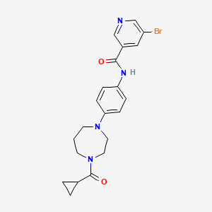 molecular formula C21H23BrN4O2 B2536835 5-溴-N-(4-(4-(环丙烷甲酰基)-1,4-二氮杂环戊烷-1-基)苯基)烟酰胺 CAS No. 1226427-87-7
