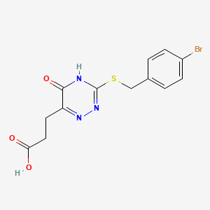 molecular formula C13H12BrN3O3S B2536837 3-(3-((4-Bromobenzyl)thio)-5-oxo-4,5-dihydro-1,2,4-triazin-6-yl)propanoic acid CAS No. 898607-83-5