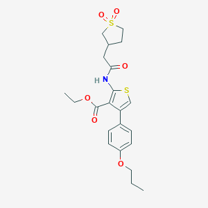 molecular formula C22H27NO6S2 B253684 Ethyl 2-{[(1,1-dioxidotetrahydro-3-thienyl)acetyl]amino}-4-(4-propoxyphenyl)-3-thiophenecarboxylate 