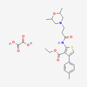 molecular formula C25H32N2O8S B2536843 Ethyl 2-(3-(2,6-dimethylmorpholino)propanamido)-4-(p-tolyl)thiophene-3-carboxylate oxalate CAS No. 1051924-61-8