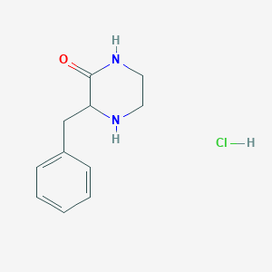 molecular formula C11H15ClN2O B2536847 3-Benzylpiperazin-2-one hydrochloride CAS No. 1214697-44-5