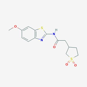 molecular formula C14H16N2O4S2 B253685 2-(1,1-dioxidotetrahydro-3-thienyl)-N-(6-methoxy-1,3-benzothiazol-2-yl)acetamide 